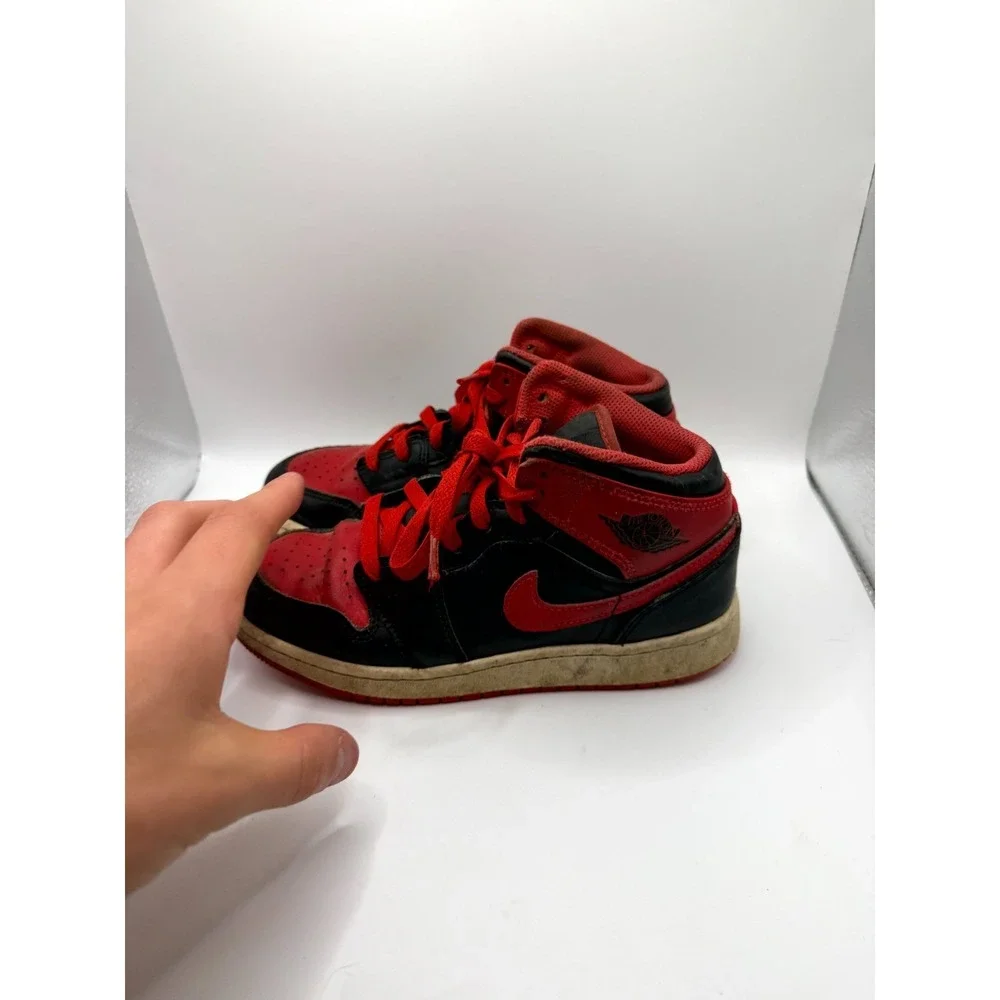 Nike Air Jordan 1 Mid GS Alternate Bred DQ8423-060 Kid 3.5 Sneaker Black Leather
